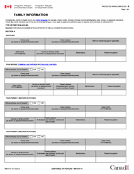 Document preview: Form IMM5707 Family Information - Visitors, Students and Workers - Canada