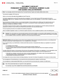 Form IMM5690 Document Checklist - Provincial Nominee Program and Quebec Skilled Workers - Canada