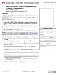 Document preview: Form CIT0001 Application for Citizenship Certificate for Adults and Minors (Proof of Citizenship) Under Section 3 of the Citizenship Act - Canada
