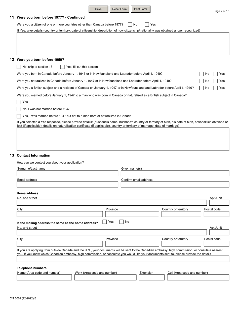 Form Cit0001 Download Fillable Pdf Or Fill Online Application For Citizenship Certificate For 6004