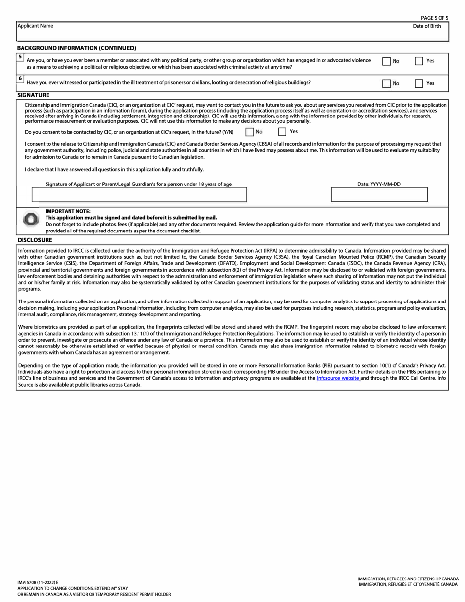 Application To Change Conditions Extend My Stay Or Remain In Canada As A Visitor