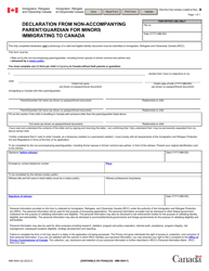 Document preview: Form IMM5604 Declaration From Non-accompanying Parent/Guardian for Minors Immigrating to Canada - Canada