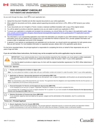 Form IMM5771 Document Checklist for Parents and Grandparents - Canada