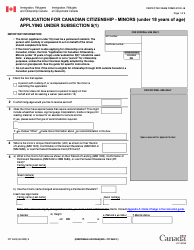 Document preview: Form CIT0403 Application for Canadian Citizenship - Minors (Under 18 Years of Age) Applying Under Subsection 5(1) - Canada