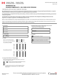 Form IMM0008 Schedule 6A Business Immigrants - Self-employed Persons - Canada
