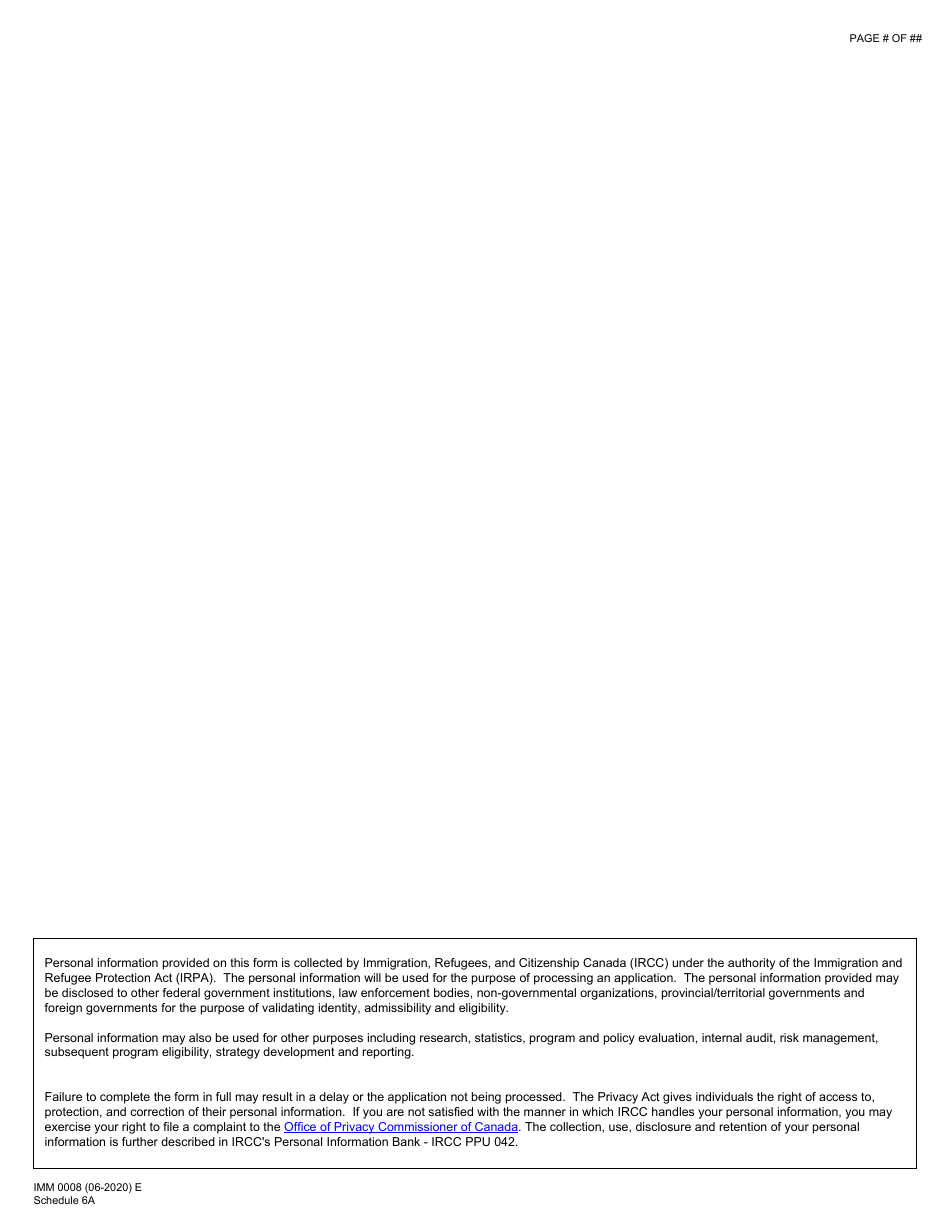 Form IMM0008 Schedule 6A Business Immigrants - Self-employed Persons - Canada, Page 5