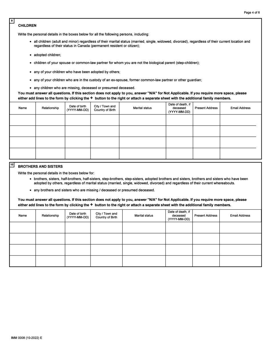 Form IMM0008 Schedule 2 Refugees Outside Canada - Canada, Page 4