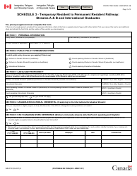 Document preview: Form IMM0130 Schedule 3 Temporary Resident to Permanent Resident Pathway: Streams a & B and International Graduates - Canada