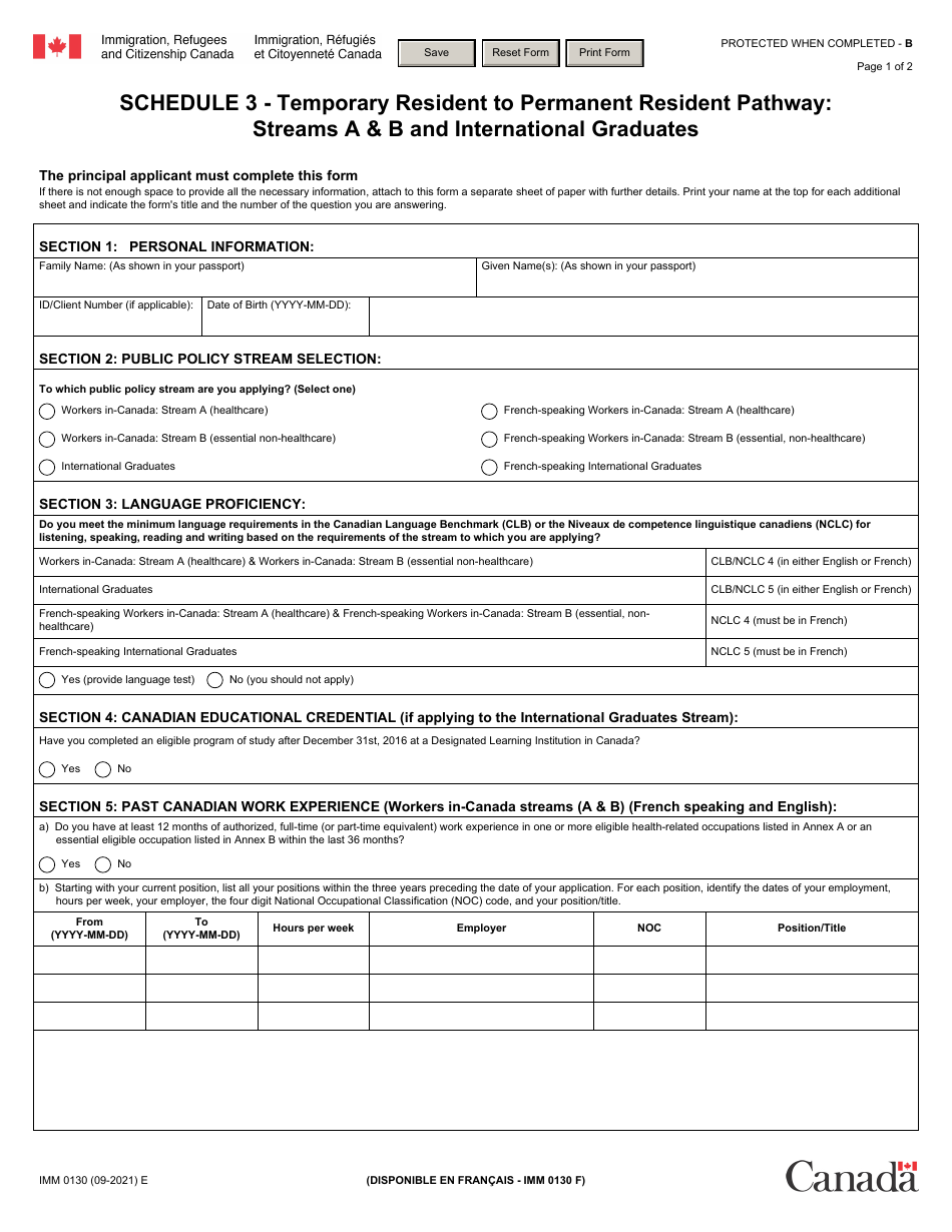 Form IMM0130 Schedule 3 - Fill Out, Sign Online and Download Fillable ...