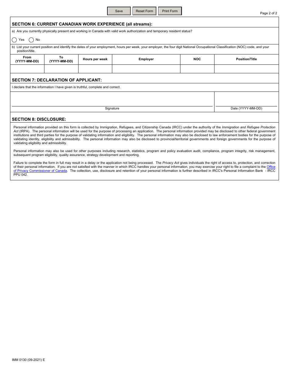 Form Imm0130 Schedule 3 Download Fillable Pdf Temporary Resident To Permanent Resident Pathway 0189