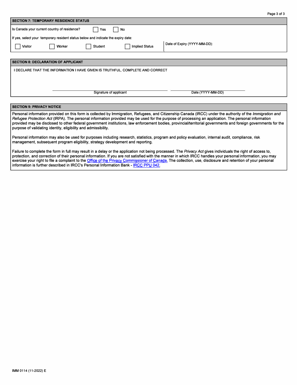 Form IMM0114 Schedule 1 Agri-Food Pilot - Canada, Page 3