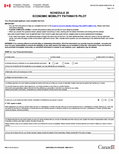 Form IMM0138 Schedule 20  Printable Pdf