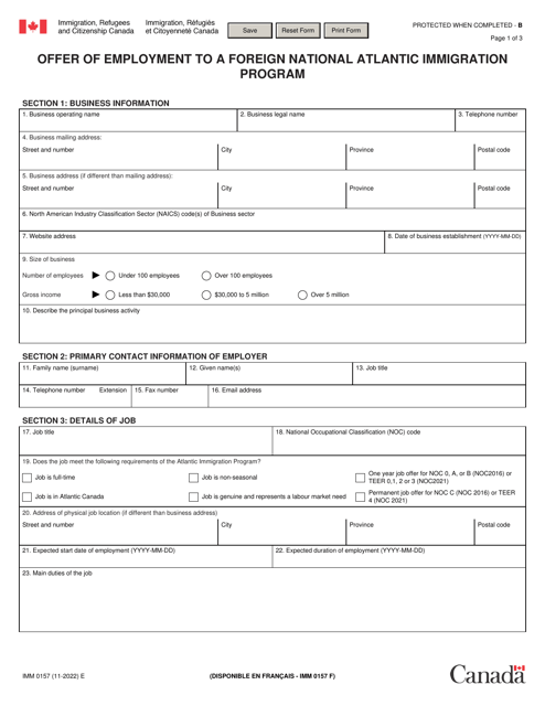 Form IMM0157  Printable Pdf