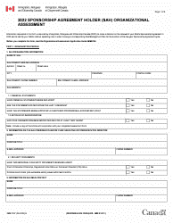 Form IMM0167 Sponsorship Agreement Holder (Sah) Organizational Assessment - Canada