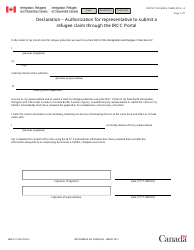Document preview: Form IMM0175 Declaration - Authorization for Representative to Submit a Refugee Claim Through the Ircc Portal - Canada