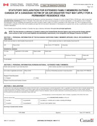 Form IMM0171 Statutory Declaration for Extended Family Members Outside Canada of a Canadian Victim of an Air Disaster That May Apply for a Permanent Residence Visa - Canada
