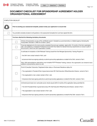 Document preview: Form IMM0173 Document Checklist for Sponsorship Agreement Holder (Sah) Organizational Assessment - Canada