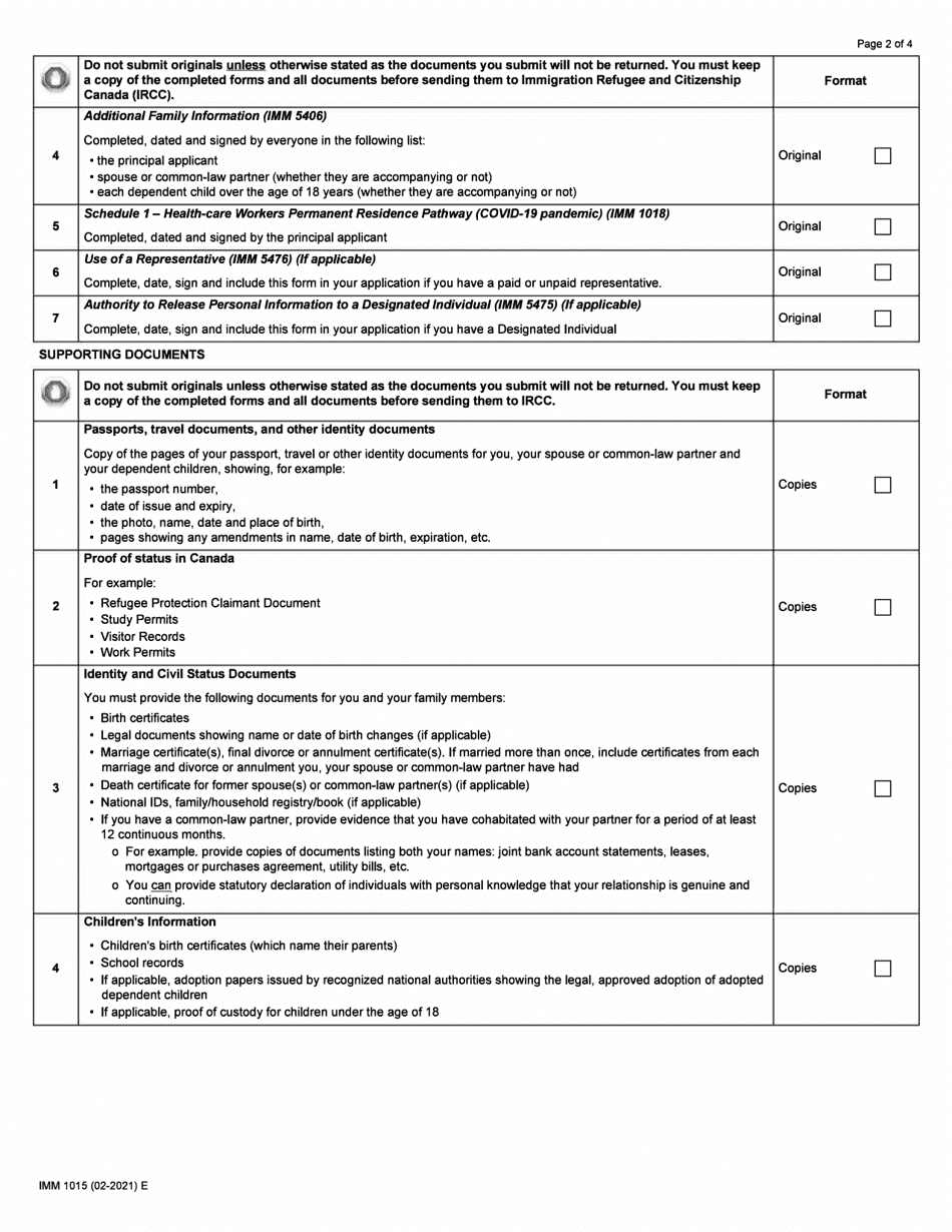 Form IMM1015 - Fill Out, Sign Online And Download Fillable PDF, Canada ...