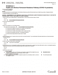 Form IMM1018 Schedule 1 Health-Care Workers Permanent Residence Pathway - Canada