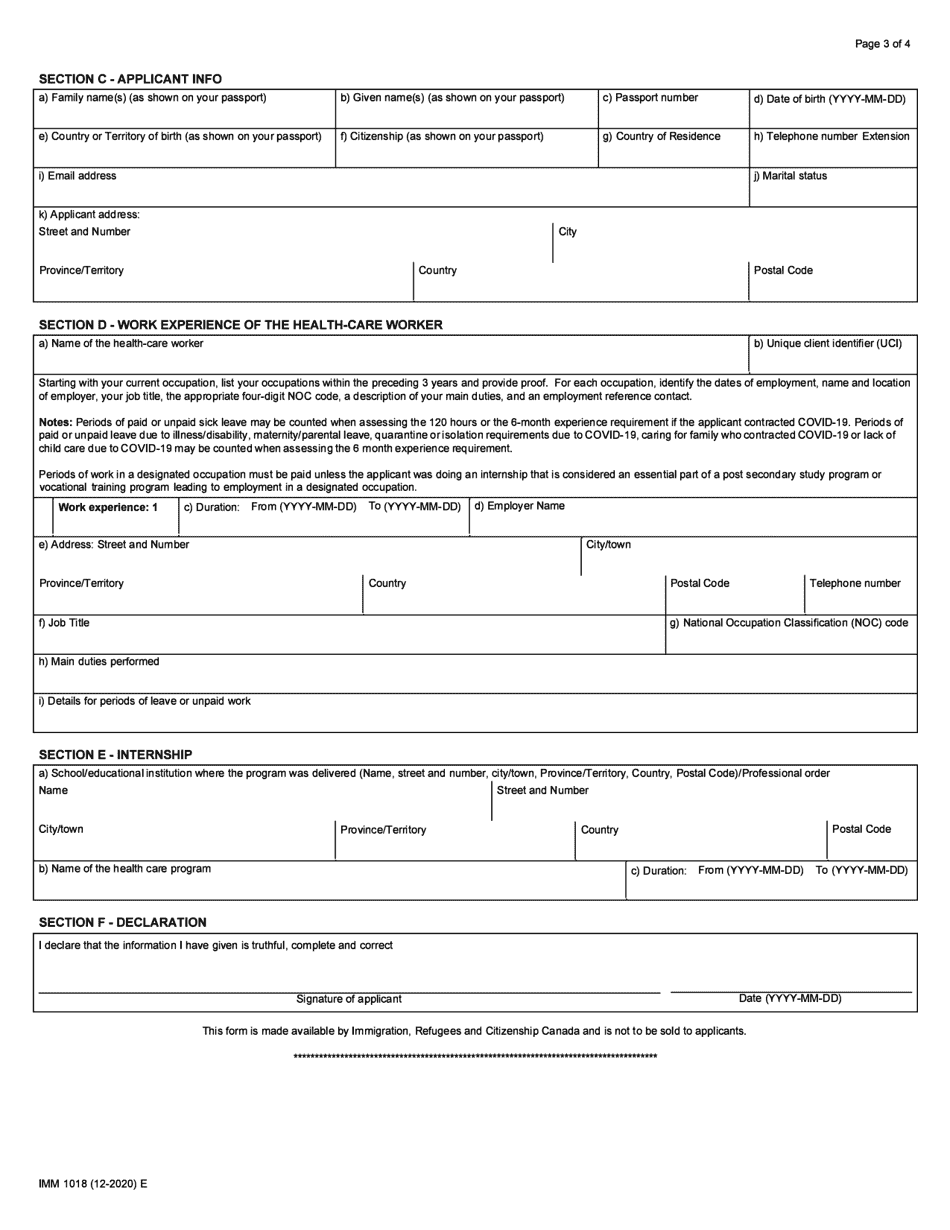 Form IMM1018 Schedule 1 - Fill Out, Sign Online and Download Fillable ...