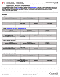 Form IMM5406 Additional Family Information Form - Permanent Residence - Canada