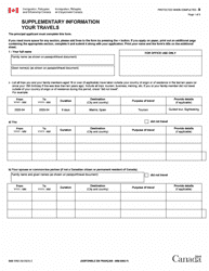 Form IMM5562 Supplementary Information - Your Travels - Canada