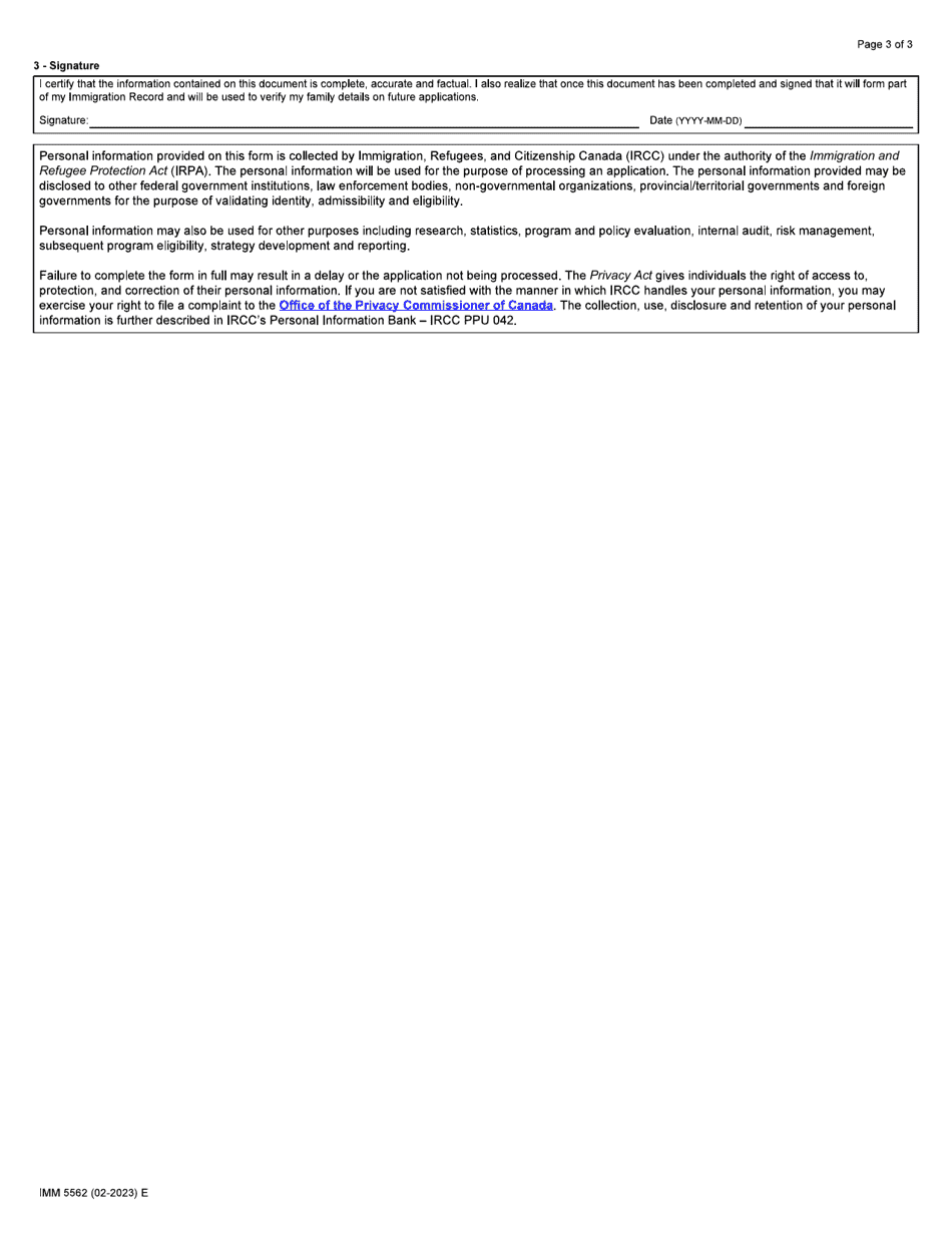 Form IMM5562 Supplementary Information - Your Travels - Canada, Page 3