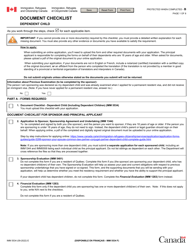 Form IMM5534 Document Checklist - Dependent Child - Canada