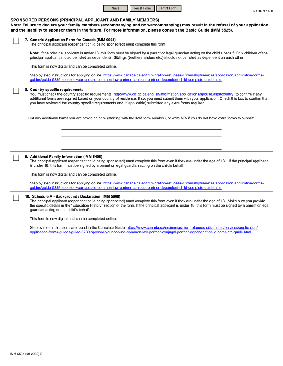 Form IMM5534 Document Checklist - Dependent Child - Canada, Page 3