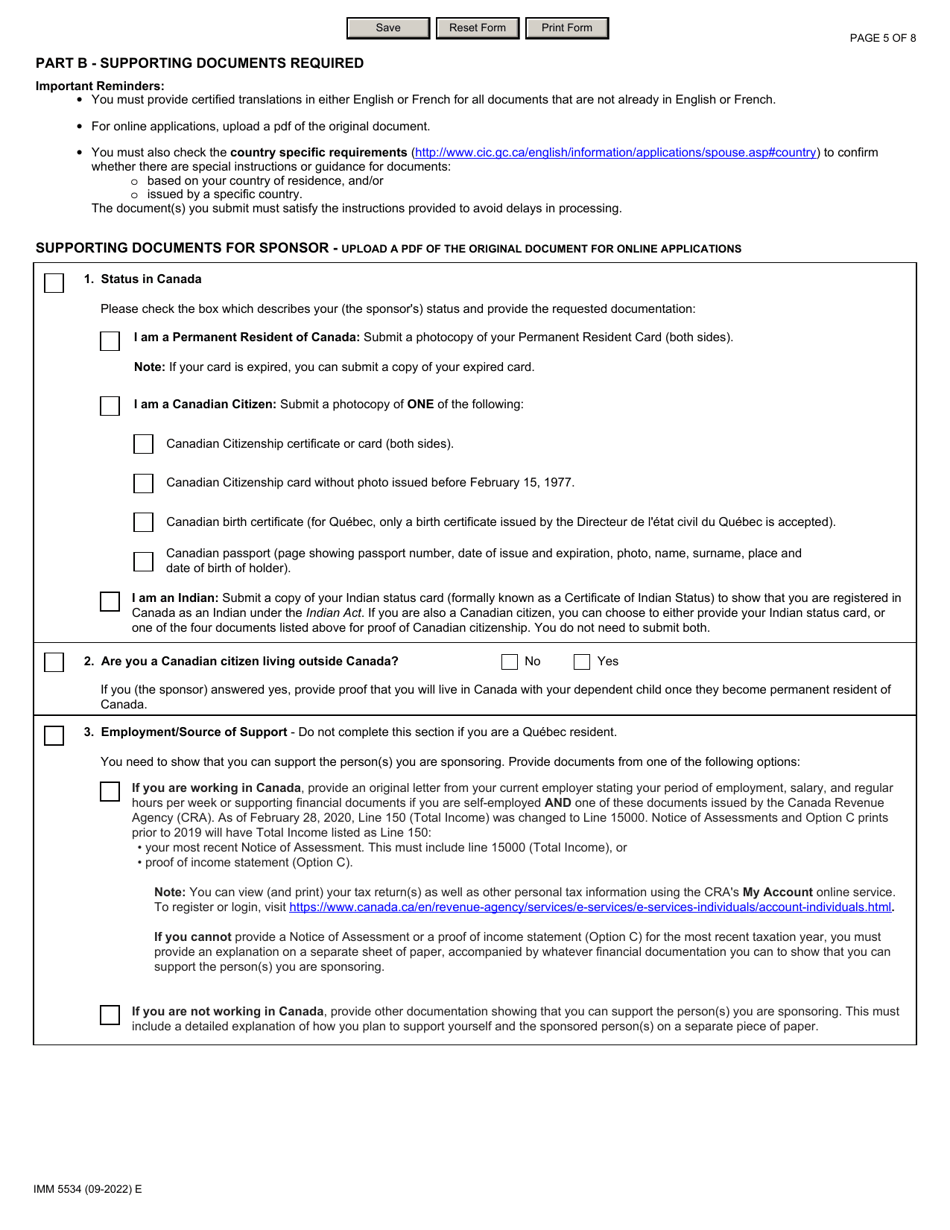 Form IMM5534 Document Checklist - Dependent Child - Canada, Page 5