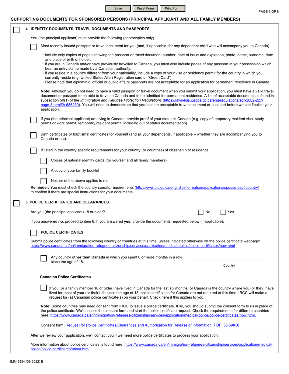 Form IMM5534 Document Checklist - Dependent Child - Canada, Page 6