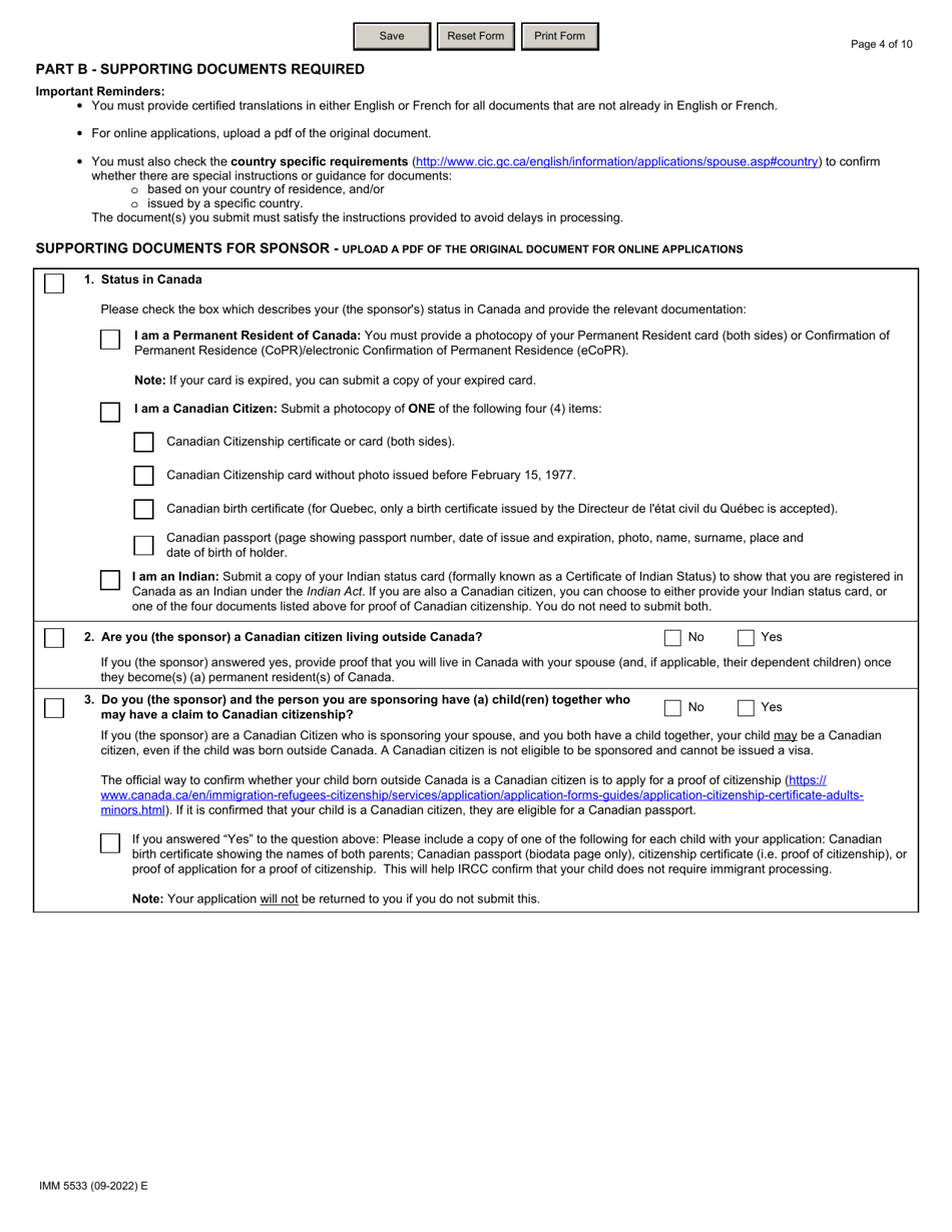 Form IMM5533 Document Checklist - Spouse (Including Dependent Children) - Canada, Page 4