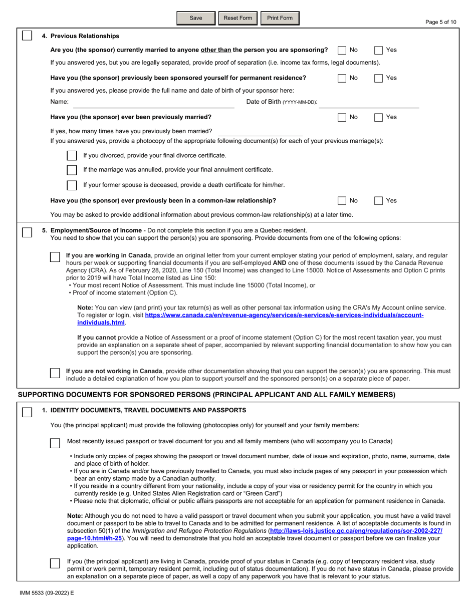 Form IMM5533 Document Checklist - Spouse (Including Dependent Children) - Canada, Page 5