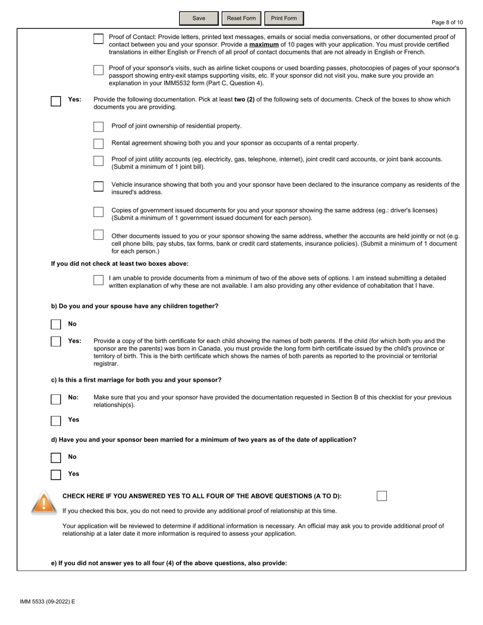 Form IMM5533 Document Checklist - Spouse (Including Dependent Children) - Canada, Page 8