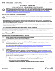 Form IMM5629 Document Checklist - Sponsoring a Conjugal Partner (Including Dependent Children) - Canada