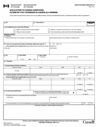 Document preview: Form IMM5710 Application to Change Conditions, Extend My Stay or Remain in Canada as a Worker - Canada