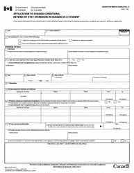 Form IMM5709 Application to Change Conditions, Extend My Stay or Remain in Canada as a Student - Canada