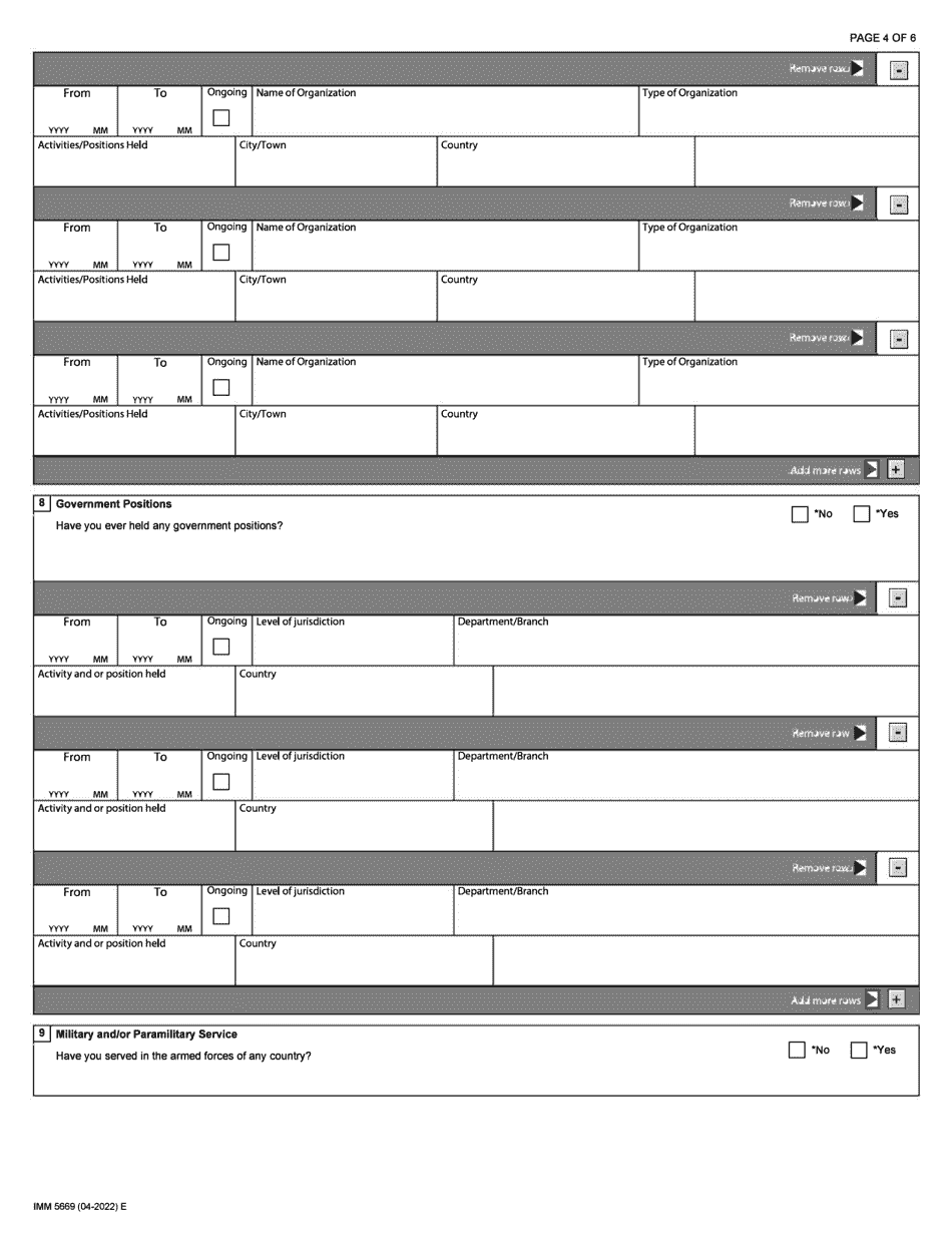 Form IMM5669 Schedule A Sponsorship Background / Declaration - to Be Used Only When Applying for Refugee Protection Within Canada (Guide 5746) - Canada, Page 4