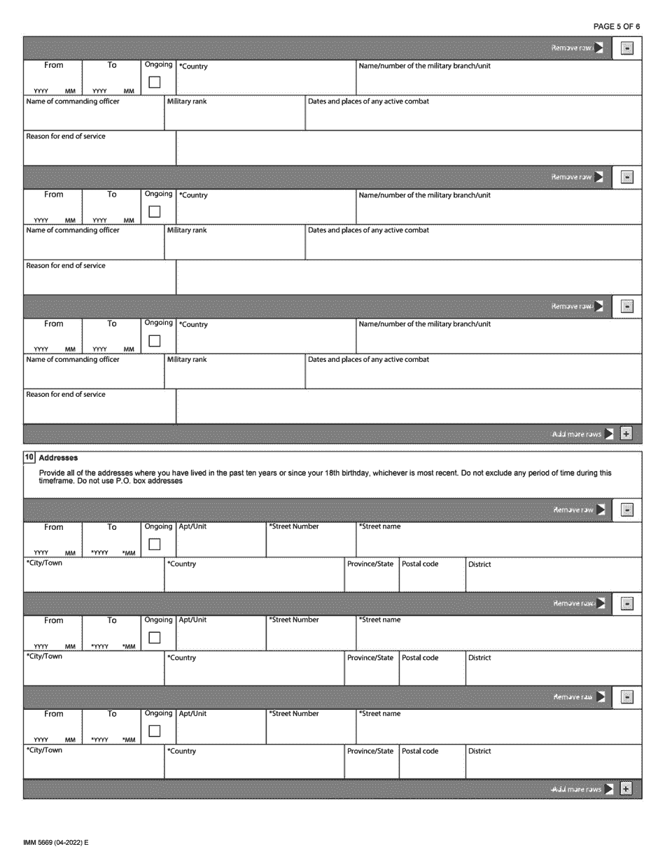 Form IMM5669 Schedule A Sponsorship Background / Declaration - to Be Used Only When Applying for Refugee Protection Within Canada (Guide 5746) - Canada, Page 5