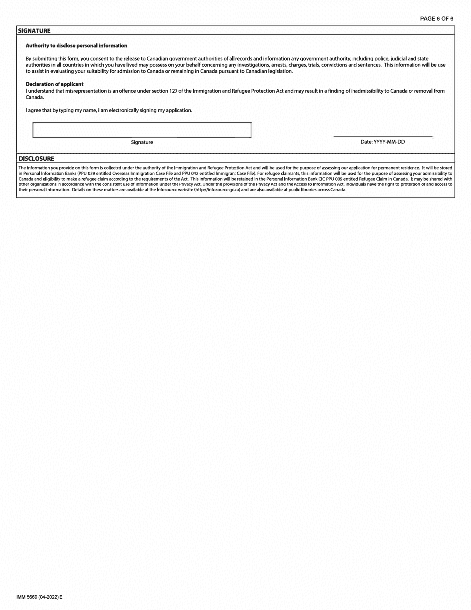 Form IMM5669 Schedule A - Fill Out, Sign Online and Download Fillable ...