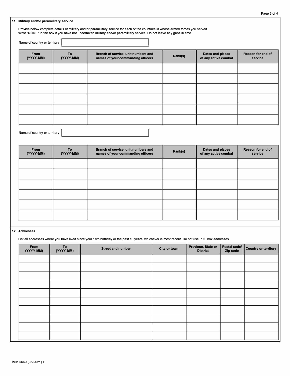 Form IMM5669 Schedule A Download Fillable PDF or Fill Online Background ...