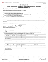 Document preview: Form IMM5910 Schedule 19B Home Child Care Provider or Home Support Worker (Work Experience) - Canada