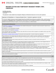 Document preview: Form IMM5939 Rehabilitation and Temporary Resident Permit (Trp) Checklist - Canada