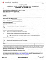 Document preview: Form IMM5962 Schedule 19A Home Child Care Provider or Home Support Worker (Language and Education) - Canada