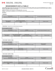 Document preview: Forme IMM5707 Renseignements Sur La Famille - Visiteurs, Etudiants Et Travailleurs - Canada (French)
