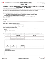 Forme IMM5910 Agenda 19B Gardiens D&#039;enfants En Milieu Familial Ou Aides Familiaux a Domicile (Experience De Travail) - Canada (French)