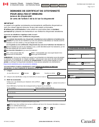 Forme CIT0001 Demande De Certificat De Citoyennete Pour Adultes Et Mineurs (Preuve De Citoyennete) En Vertu De L&#039;article 3 De La Loi Sur La Citoyennete - Canada (French)