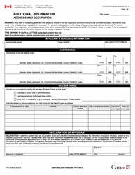 Document preview: Form PPTC056 Additional Information - Address and Occupation - Canada