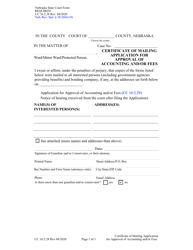 Document preview: Form CC16:2.28 Certificate of Mailing Application for Approval of Accounting and/or Fees - Nebraska