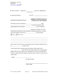 Document preview: Form CC16:2.123 Order for Provisional Intrastate Transfer - Nebraska